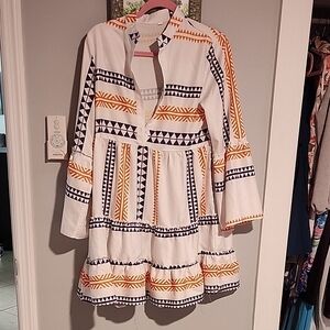 SHEIN White Dress with Vibrant Patterns